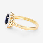 Blue Sapphire Ring With Diamonds 1.7 Carats 14K Yellow Gold