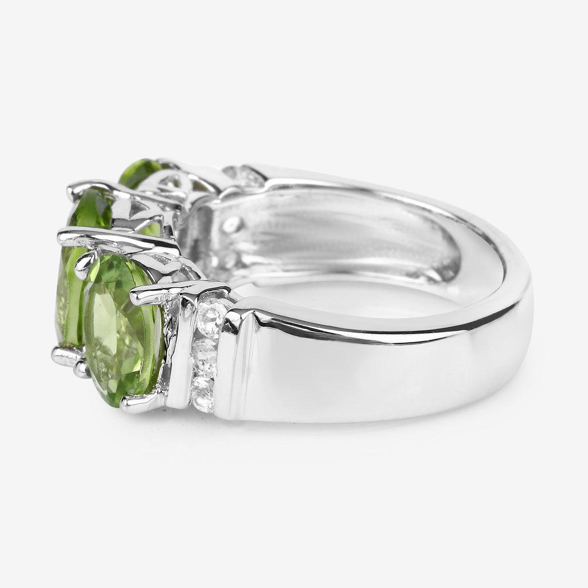 Peridot Ring With White Topaz 4.08 Carats Sterling Silver