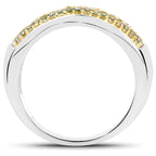 Yellow Diamond Ring With Green Diamonds 0.4 Carats Sterling Silver