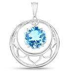 Swiss Blue Topaz Pendant 8.74 Carats Sterling Silver