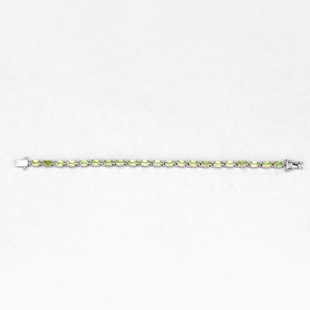 Peridot Tennis Bracelet 8.6 Carats Sterling Silver