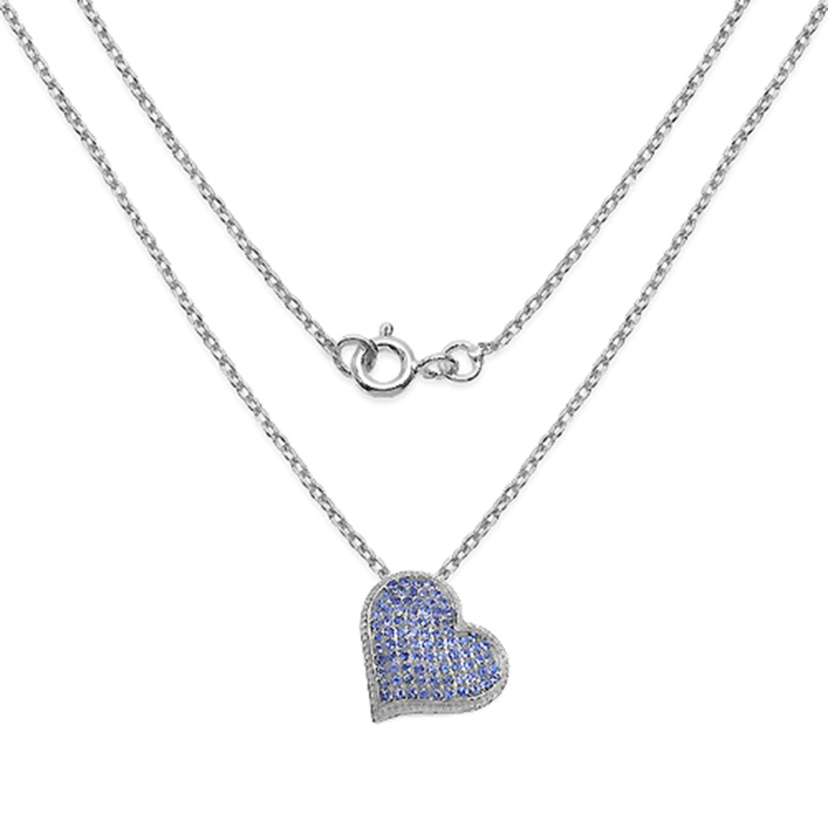 Tanzanite Heart Pendant 2.96 Carats Sterling Silver