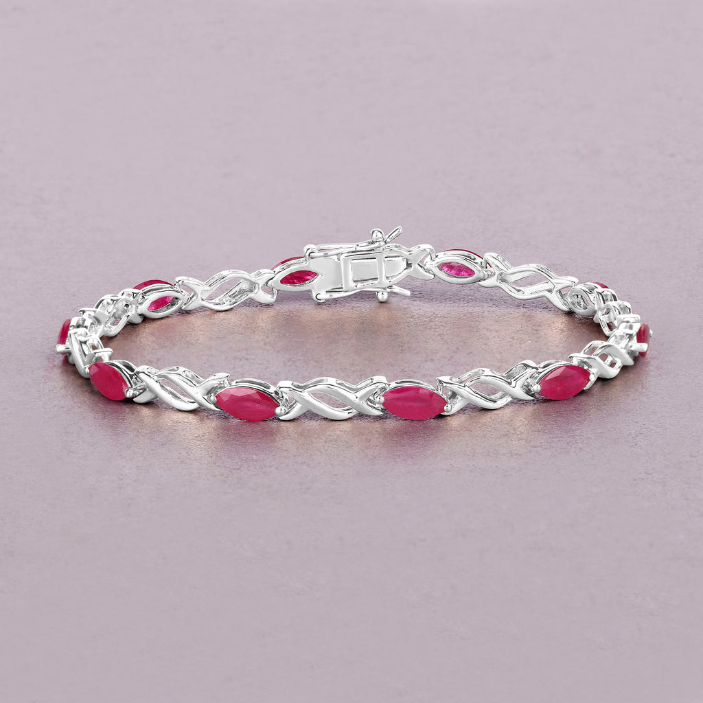 Ruby Bracelet 4.98 Carats 10K White Gold