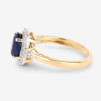 Blue Sapphire Ring With Diamonds 1.66 Carats 14K Yellow Gold