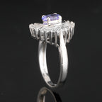 Natural Tanzanite Ring With White Topaz 2.19 Carats Sterling Silver