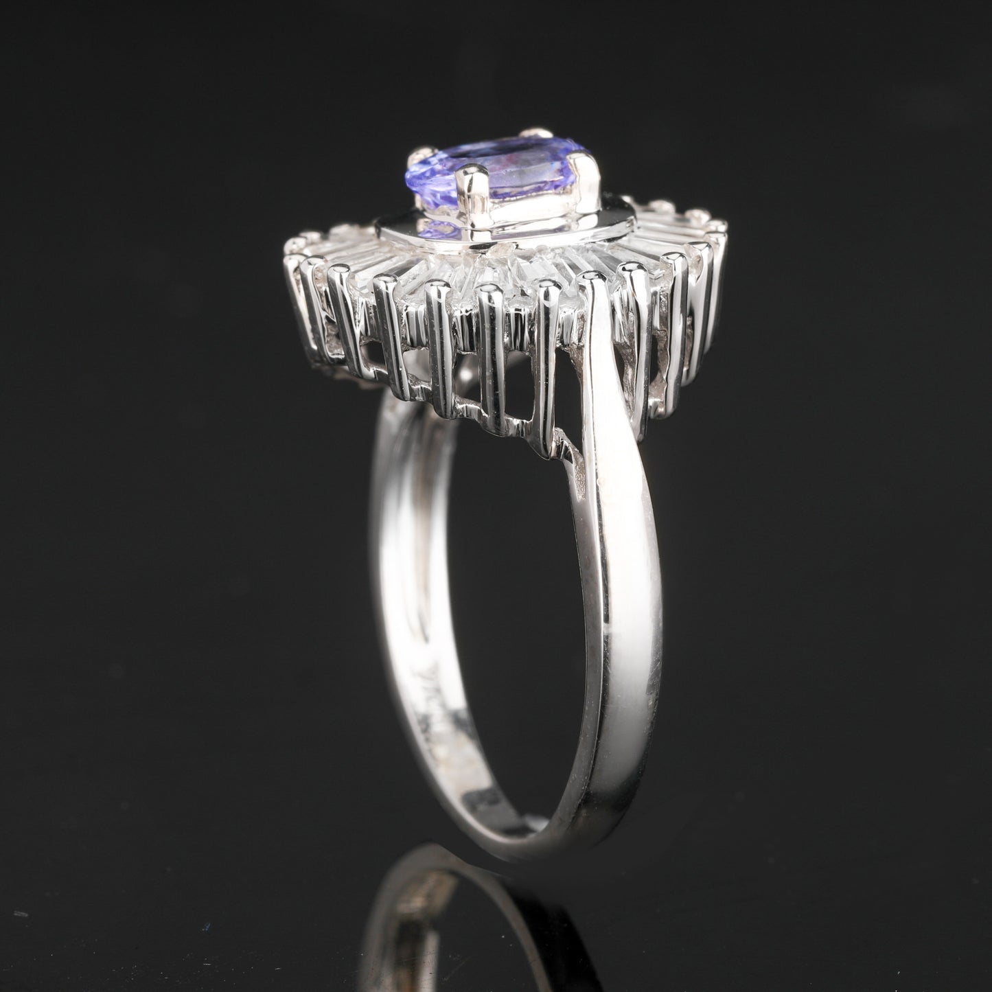 Natural Tanzanite Ring With White Topaz 2.19 Carats Sterling Silver