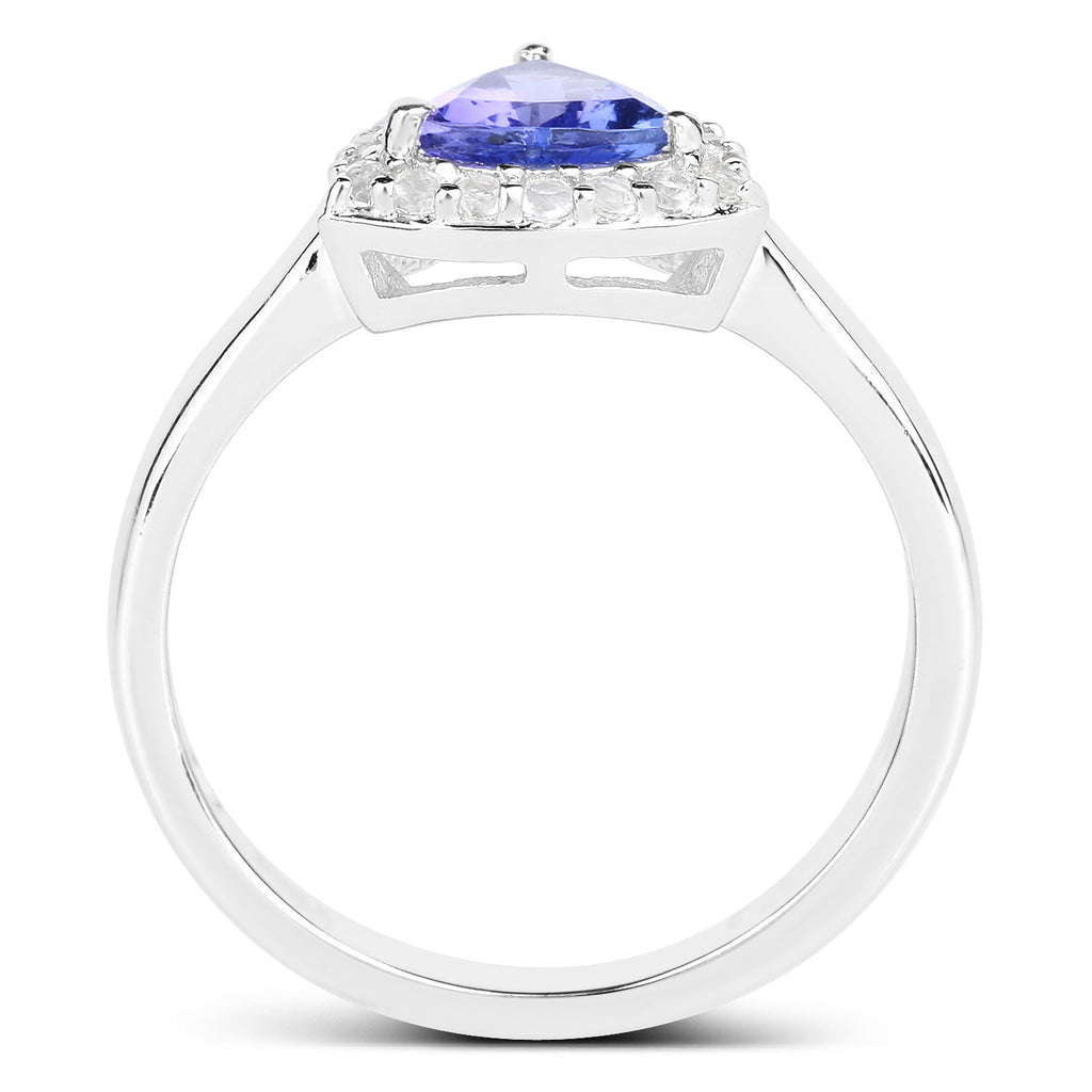 Tanzanite Ring With White Topaz 1 Carats Sterling Silver