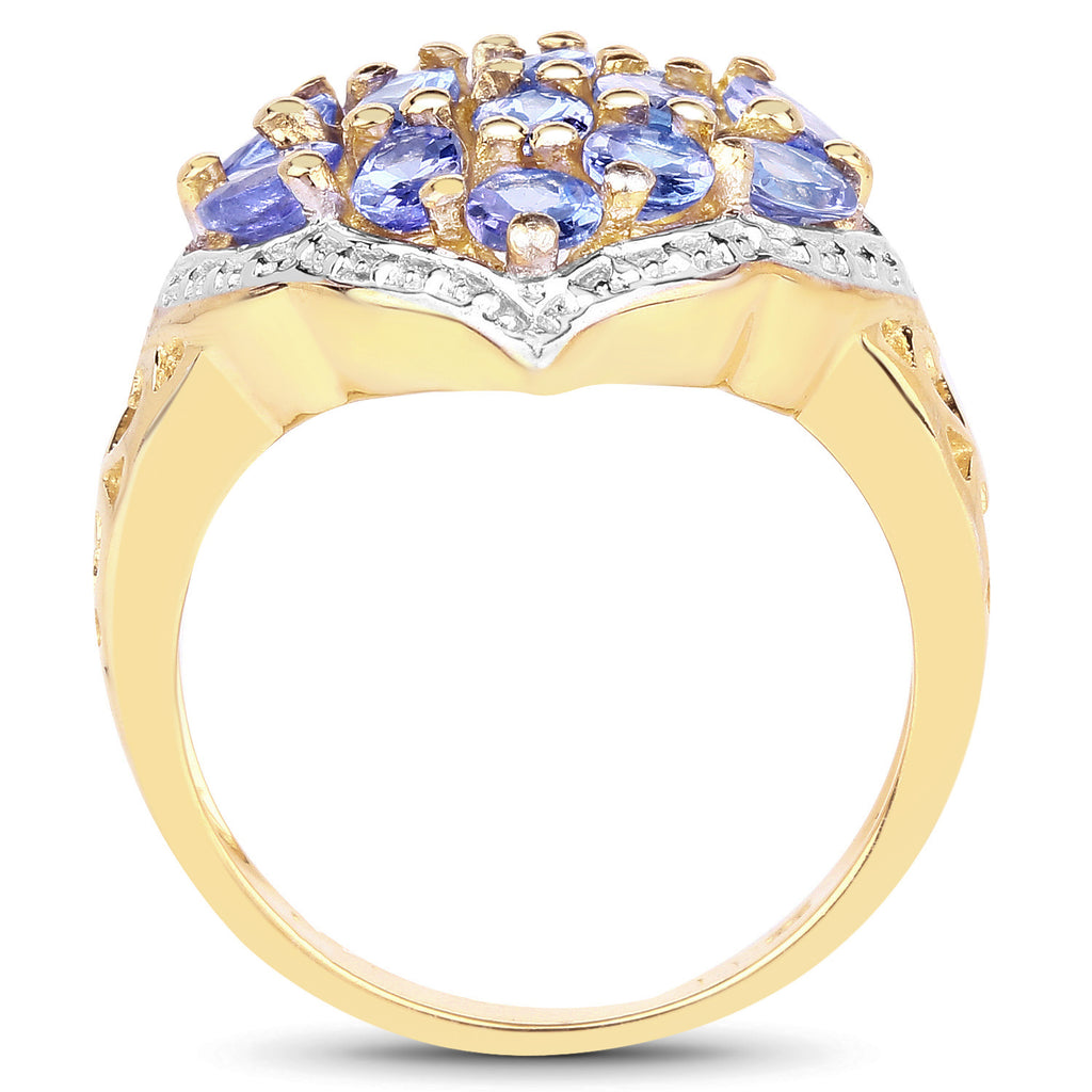 Tanzanite Ring 2.36 Carats Gold Plated Silver