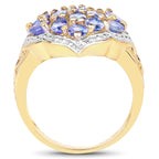Tanzanite Ring 2.36 Carats Gold Plated Silver