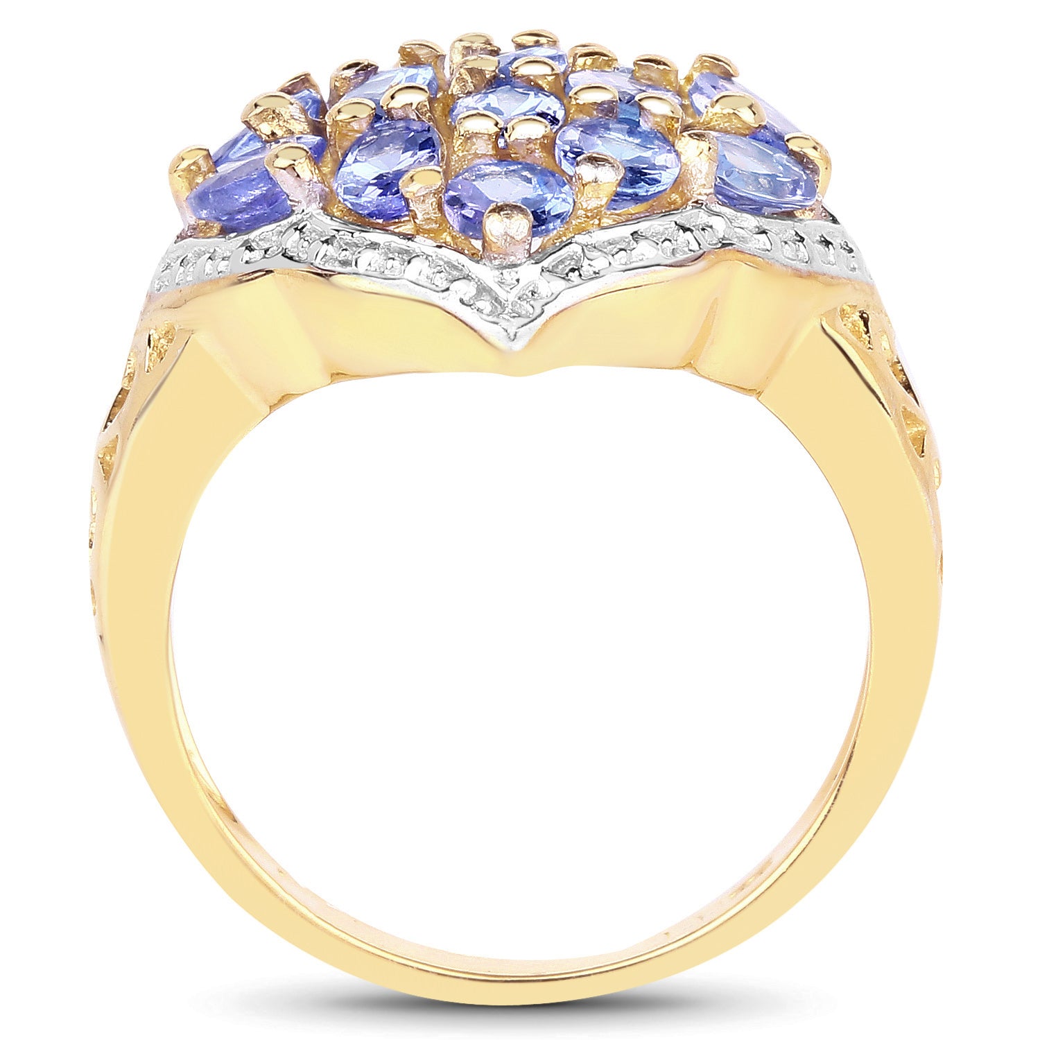 Tanzanite Ring 2.36 Carats Gold Plated Silver