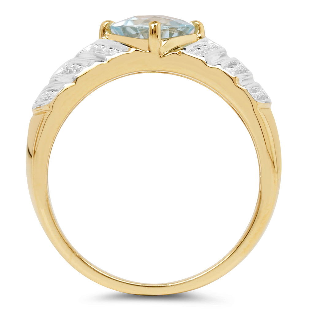 Blue Topaz Ring 1.68 Carats Gold Plated Silver