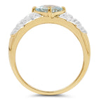 Blue Topaz Ring 1.68 Carats Gold Plated Silver