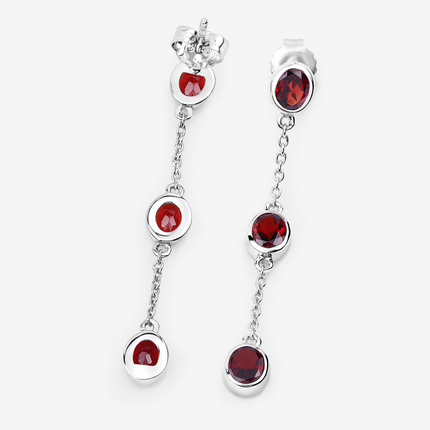 Garnet Earrings 2.68 Carats Sterling Silver