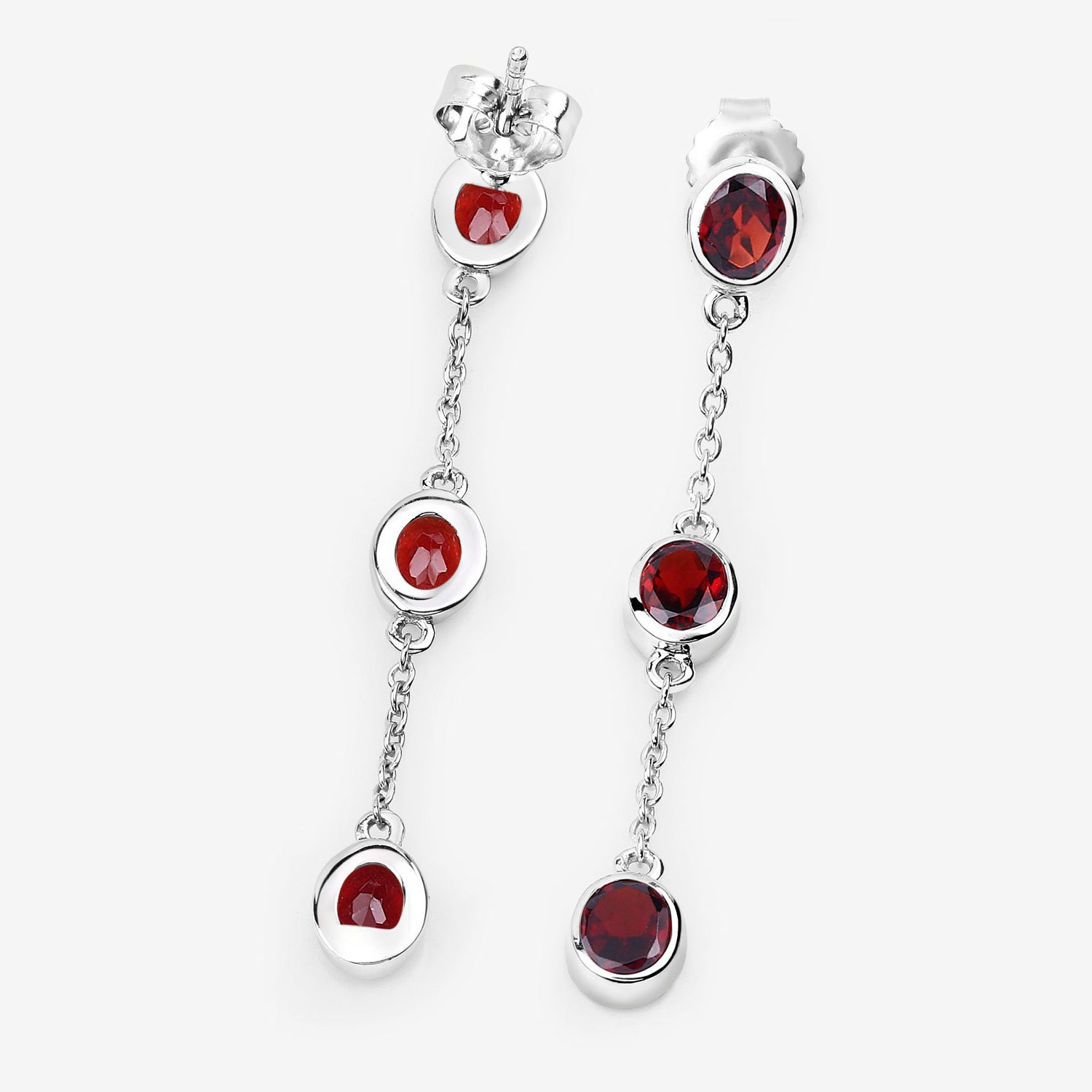 Garnet Earrings 2.68 Carats Sterling Silver