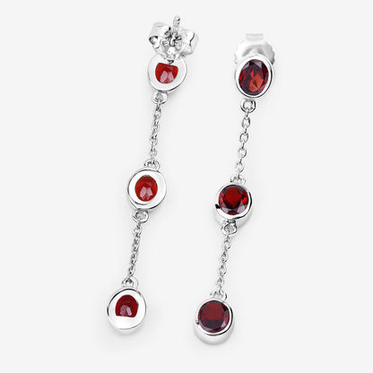 Garnet Earrings 2.68 Carats Sterling Silver