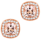 Morganite Stud Earrings With Diamonds 1.64 Carats 14K Rose Gold
