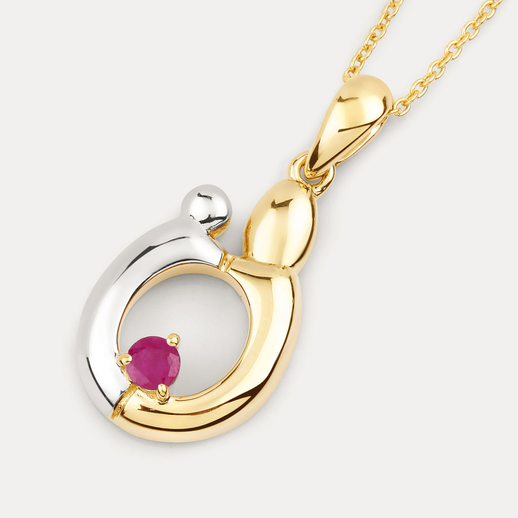 Ruby Mom Pendant 0.18 Carats Gold Plated Silver