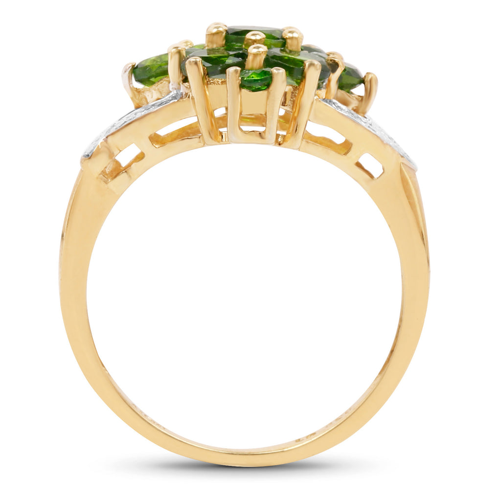 Chrome Diopside Ring 1.44 Carats Gold Plated Silver