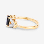 Blue Sapphire Ring With Diamonds 1.58 Carats 14K Yellow Gold