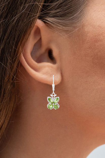 Peridot Butterfly Earrings 2.24 Carats Sterling Silver