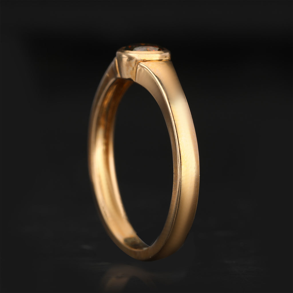 Red Diamond Ring 0.33 Carats 9K Yellow Gold