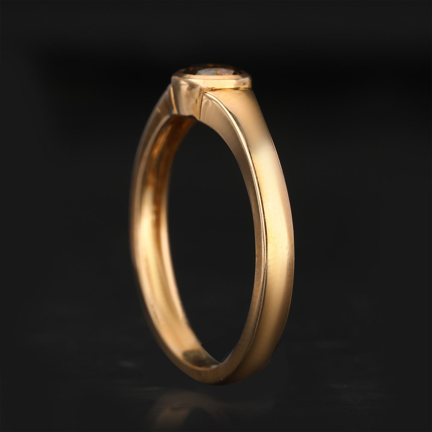 Red Diamond Ring 0.33 Carats 9K Yellow Gold