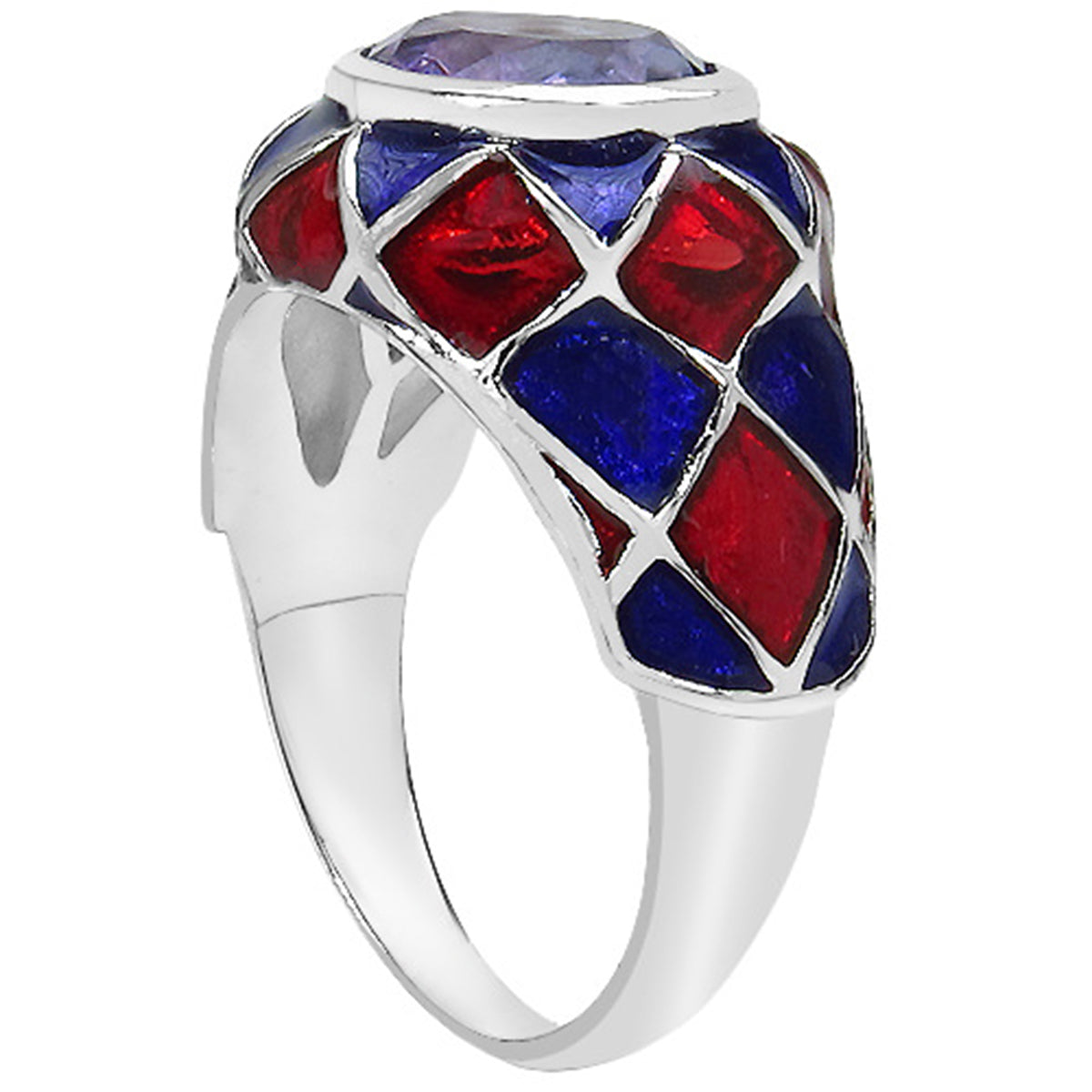 Amethyst Ring With Diamonds 2.15 Carats Sterling Silver