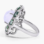 Moonstone Ring With Green Amethyst 8.58 Carats Sterling Silver