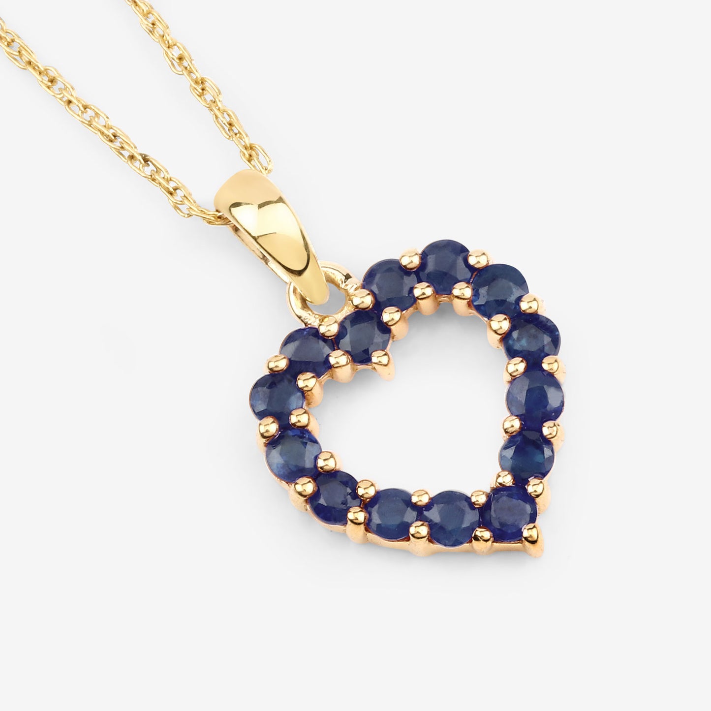 Natural Sapphire Heart Pendant 0.62 Carats 10K Yellow Gold