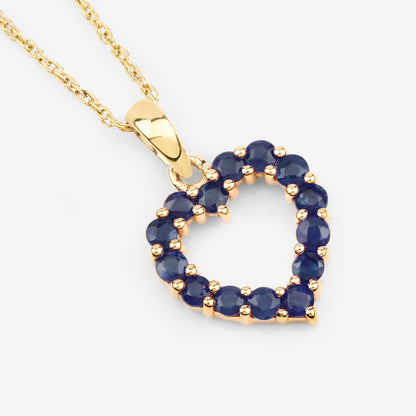 Natural Sapphire Heart Pendant 0.62 Carats 10K Yellow Gold