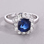 Blue Sapphire Ring With Diamonds 2.56 Carats 18K White Gold
