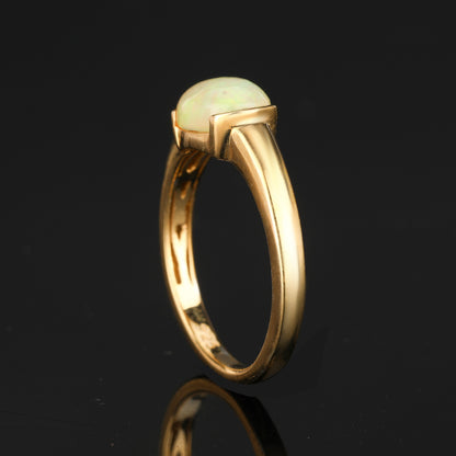 Natural Ethiopian Opal Ring 1 Carat Gold Plated Silver