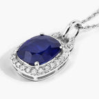 Blue Sapphire Pendant With Diamonds 2.16 Carats 18K White Gold
