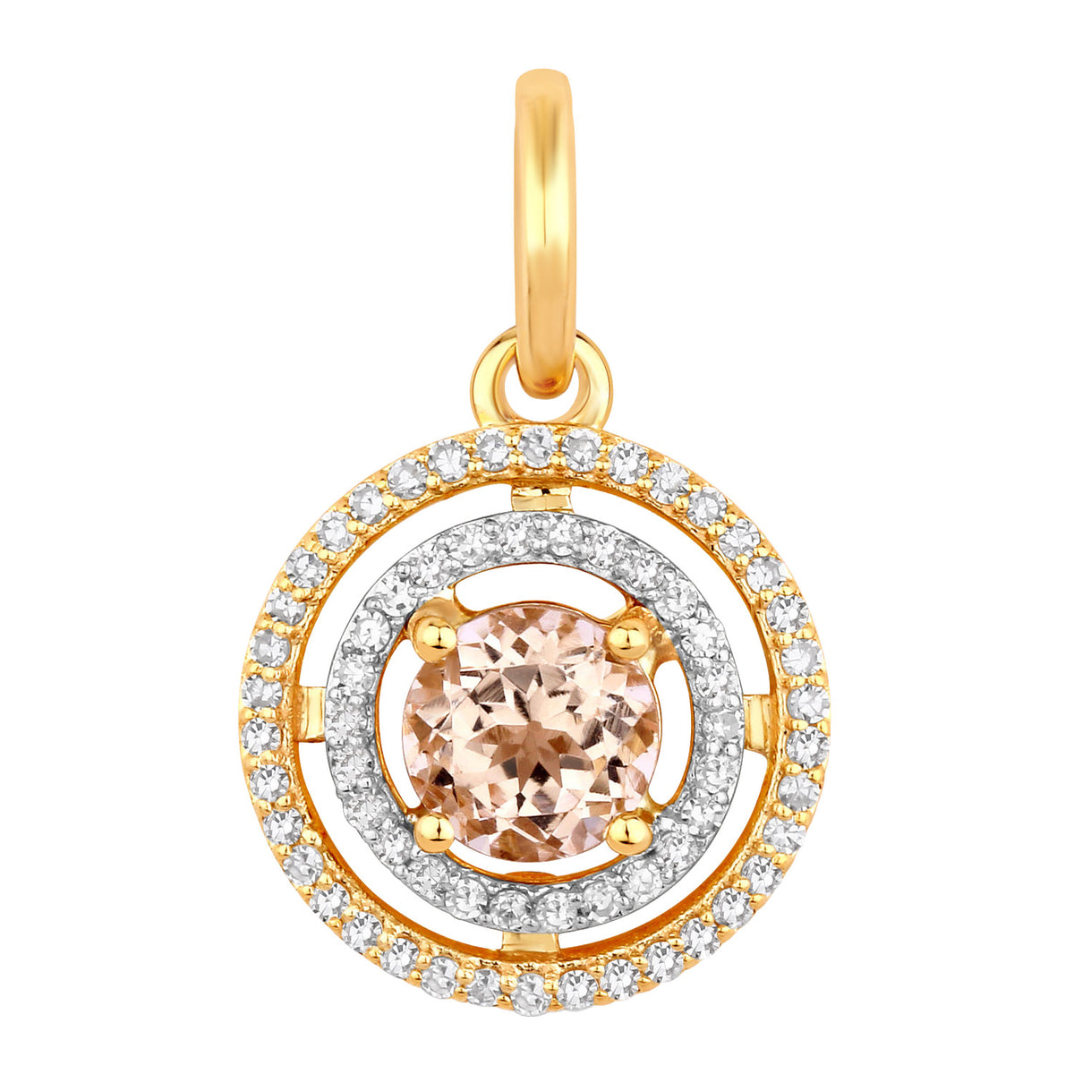 Morganite Pendant With Diamonds 0.56 Carats 14K Yellow & White Gold