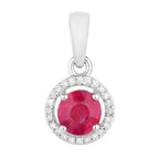 Ruby Pendant With Diamonds 0.6 Carats 14K White Gold