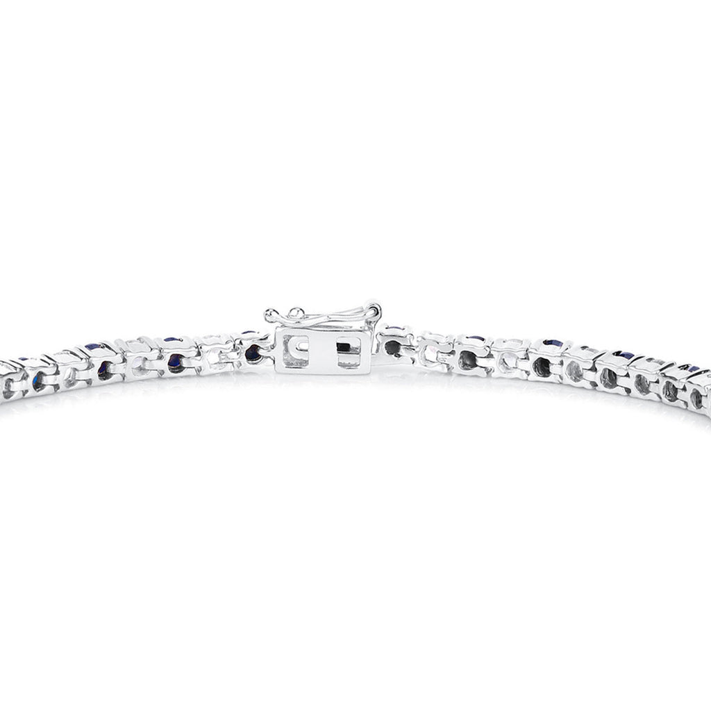 Blue Sapphire Bracelet White Topaz 6.86 Carats Sterling Silver