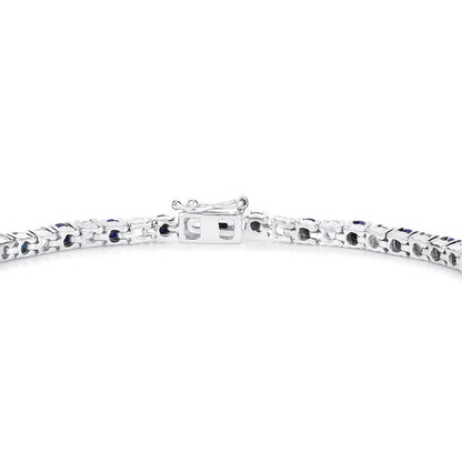 Blue Sapphire Bracelet White Topaz 6.86 Carats Sterling Silver