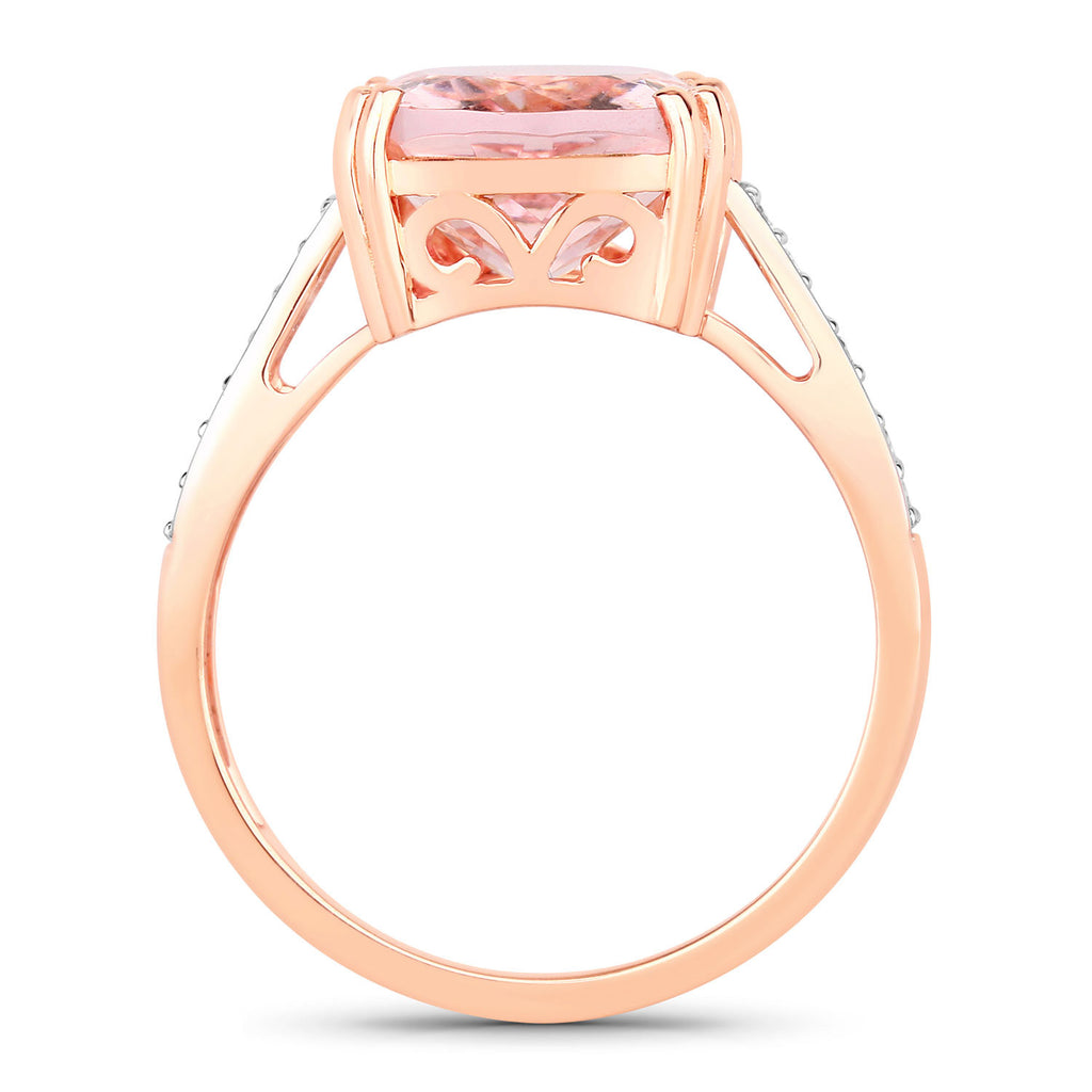 Morganite Ring With Diamonds 4.9 Carats 14K Rose Gold