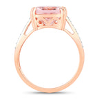 Morganite Ring With Diamonds 4.9 Carats 14K Rose Gold