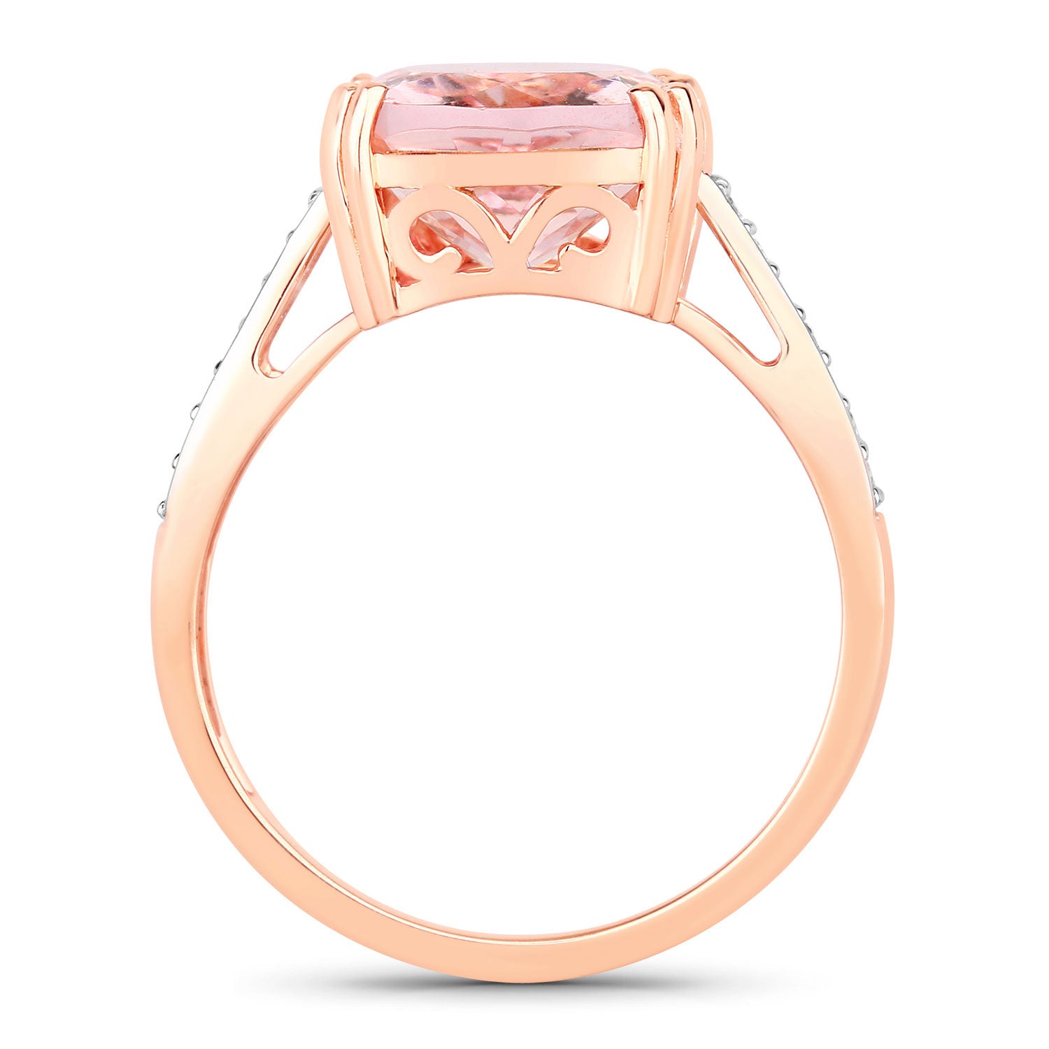 Morganite Ring With Diamonds 4.9 Carats 14K Rose Gold