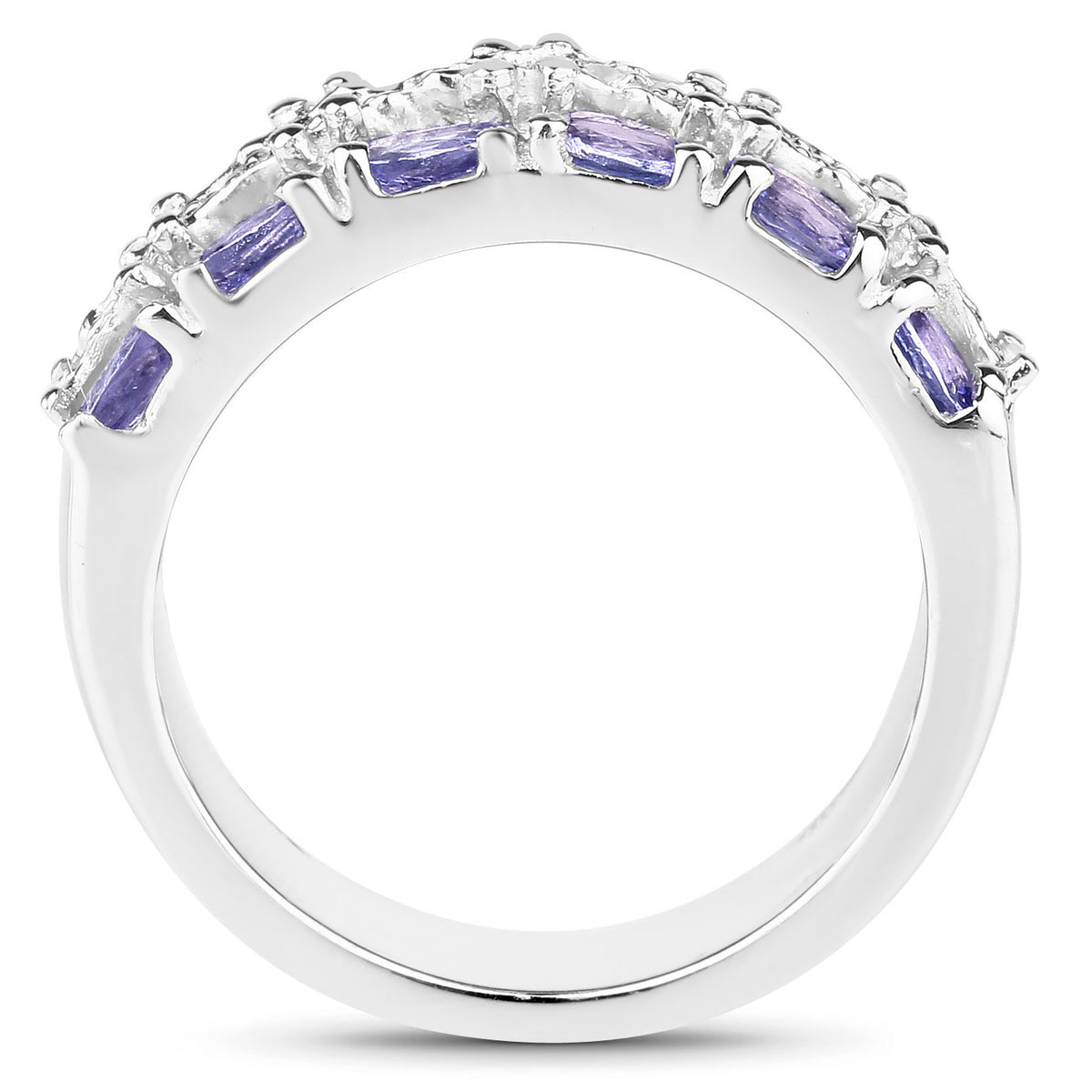 Tanzanite Ring With White Topaz 2.03 Carats Sterling Silver