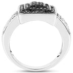 Black Diamond Ring With White Diamonds 0.52 Carats Sterling Silver