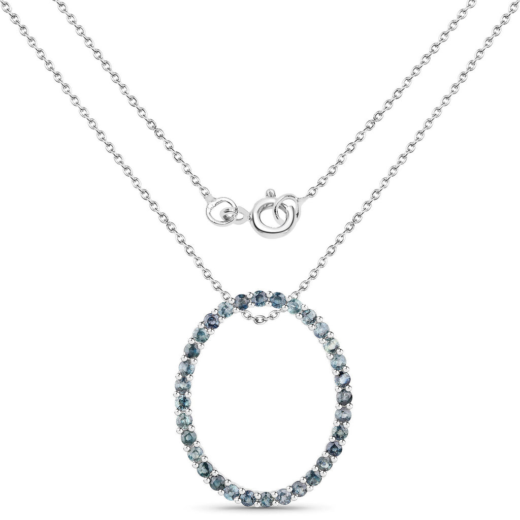 Blue Sapphire Pendant 3.18 Carats Sterling Silver