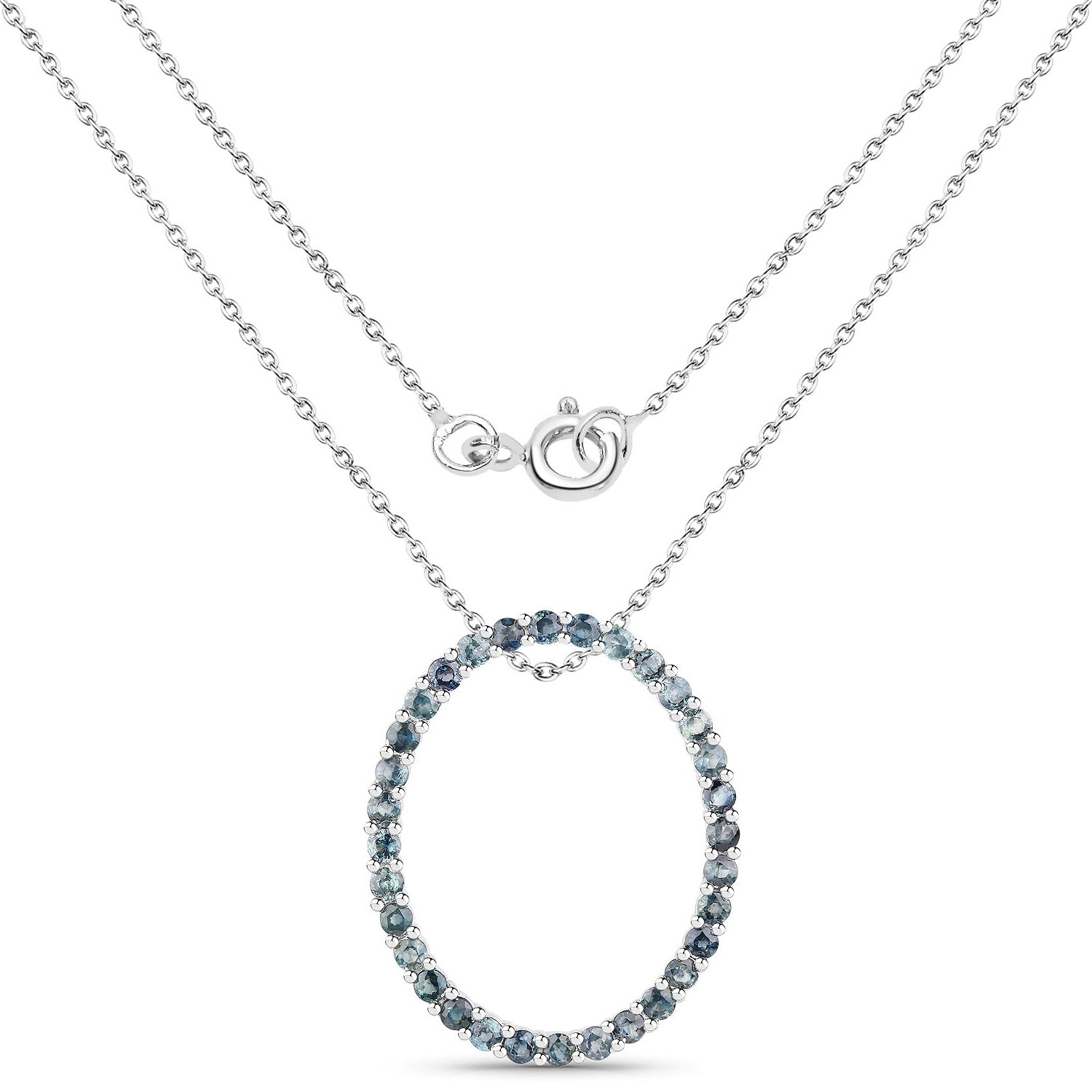 Blue Sapphire Pendant 3.18 Carats Sterling Silver