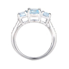 Blue Topaz Ring With White Topaz 1.93 Carats Sterling Silver