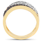 Black Diamond Ring With White Diamonds 1.16 Carats Gold Plated Silver