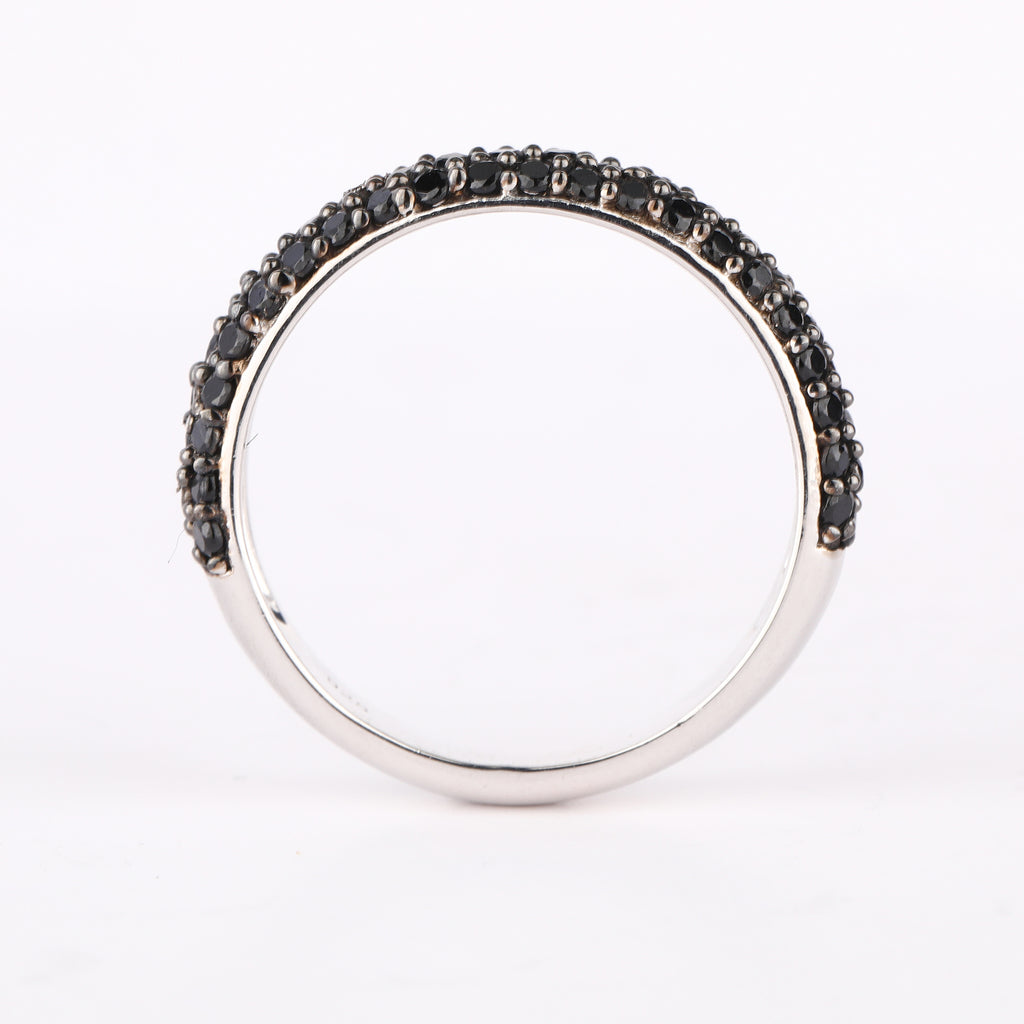 Natural Black Spinel Band Ring 1.34 Carats Sterling Silver