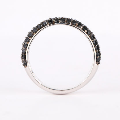 Natural Black Spinel Band Ring 1.34 Carats Sterling Silver
