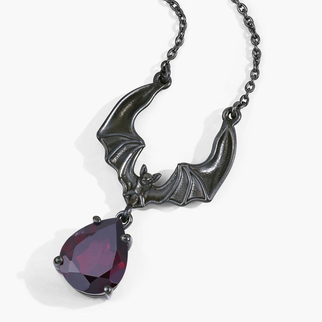 Garnet Bat Necklace 2.44 Carats Sterling Silver