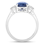 Blue Sapphire Ring With Diamonds 4.32 Carats 18K White Gold
